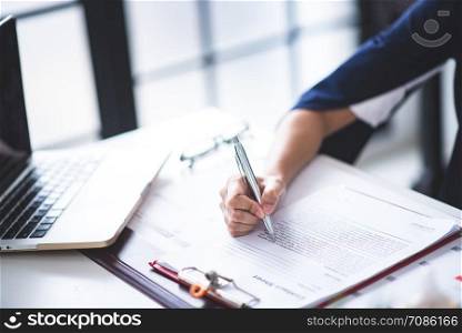 business document desktop on table, business tools concept