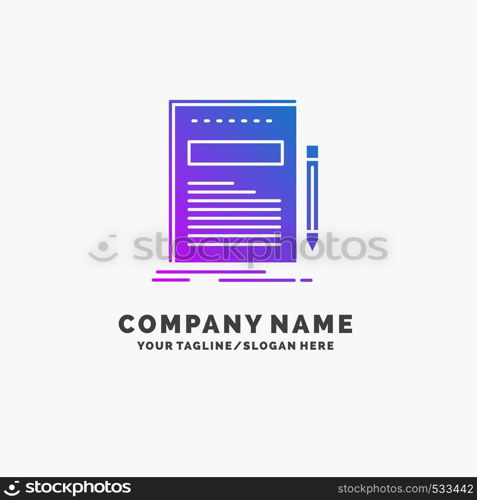 Business, document, file, paper, presentation Purple Business Logo Template. Place for Tagline.. Vector EPS10 Abstract Template background