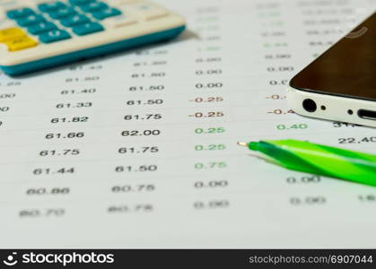 Business document Financial accounting and pen.