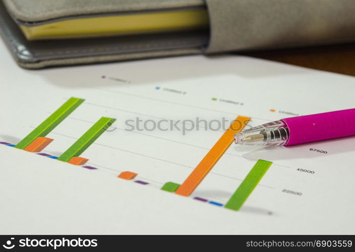 Business document with diagrams and notepad