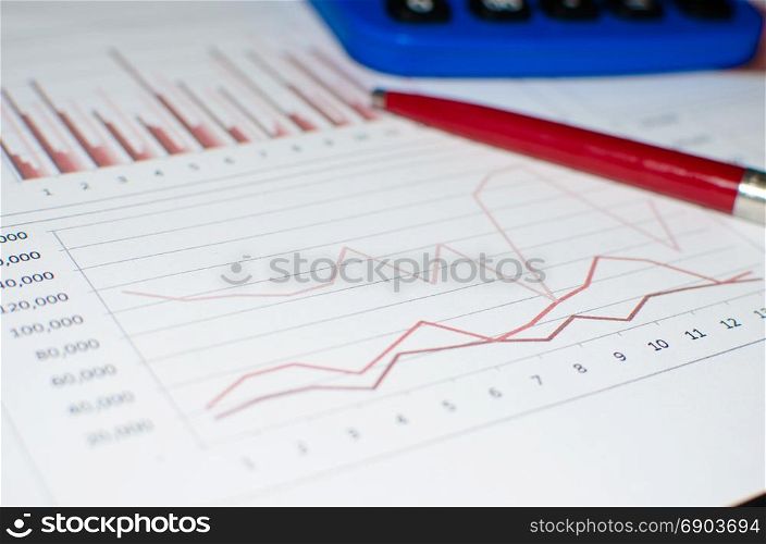 Business document with red line diagram.