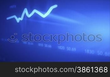 Business / Economic display with flying graphs, Dollar index chart, with camera following the chart progression