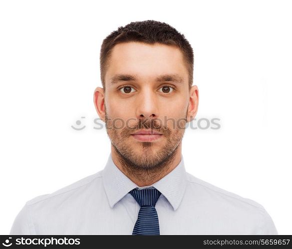 business, education and office concept - portrait of serious businessman