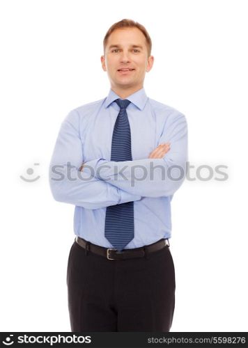 business, education and office concept - smiling businessman