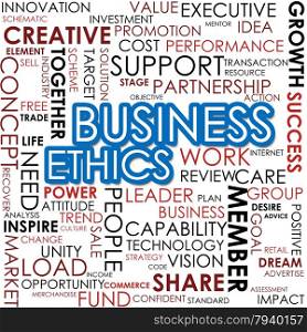 Business ethics word cloud cloud image with hi-res rendered artwork that could be used for any graphic design.. Business ethics word cloud