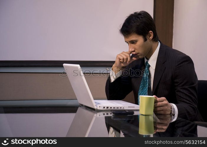 Business executive with laptop