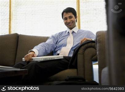 Business executive with laptop