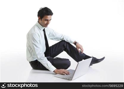 Business executive working on a laptop