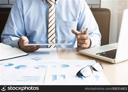 business executive working on data report