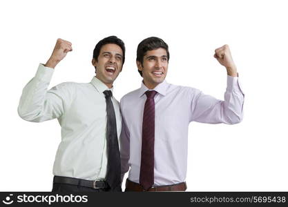 Business executives cheering