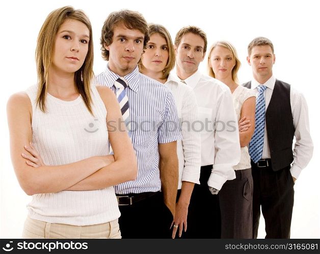 Business executives standing in a row