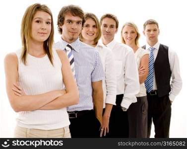 Business executives standing in a row
