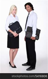 Business executives with briefcases
