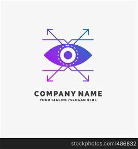 Business, eye, look, vision Purple Business Logo Template. Place for Tagline.. Vector EPS10 Abstract Template background