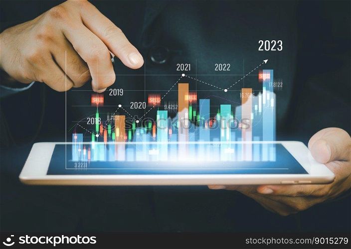business finance technology and investment concept. Stock Market data chart trading forex Investments Funds and Digital Assets. business trading graph financial data. Business finance background.