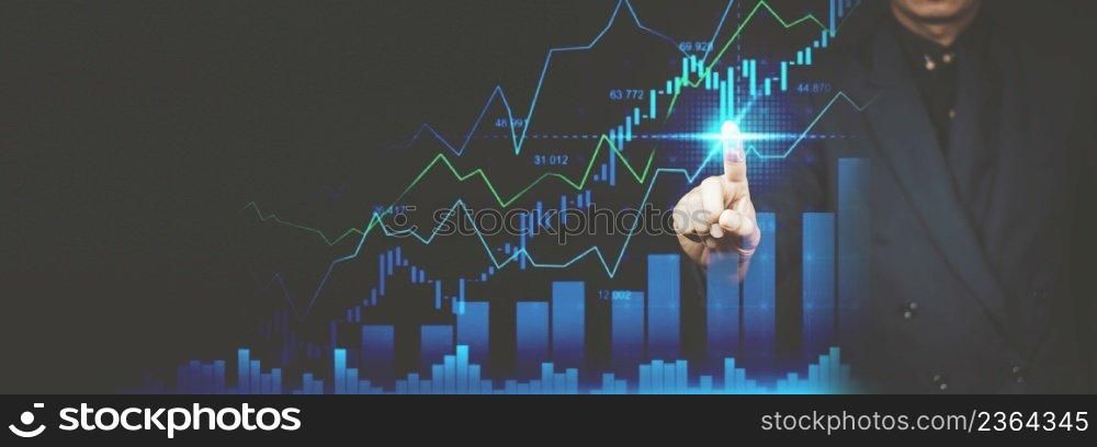 business finance technology and investment trading trader investor. Stock Market Investments Funds and Digital Assets. businessman analyzing forex trading graph financial data.