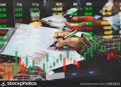 business graph charts of financial concept.Stock market exchange trading graph analysis investment indicator
