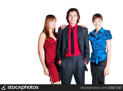 business group is standing on white background