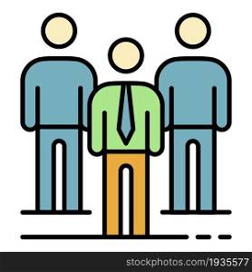 Business group people icon. Outline business group people vector icon color flat isolated. Business group people icon color outline vector