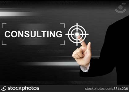 business hand clicking consulting button on a touch screen interface