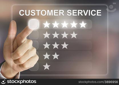 business hand clicking customer service on virtual screen interface