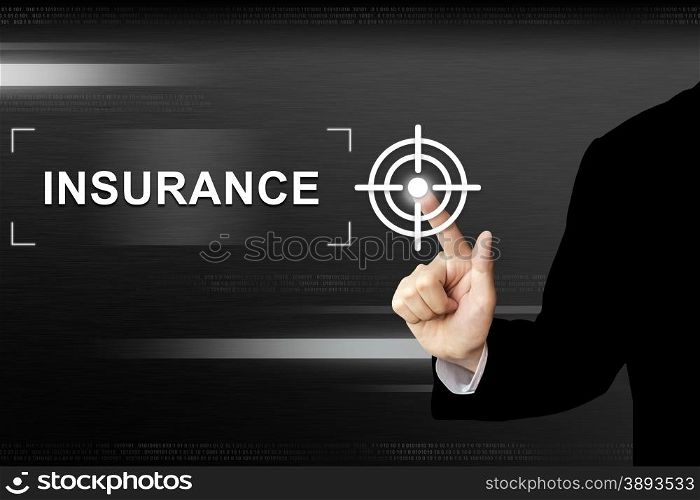business hand clicking insurance button on a touch screen interface