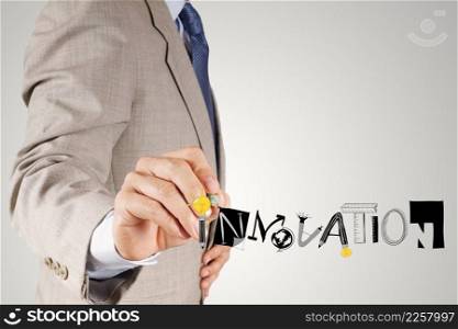 business hand drawing graphic design INNOVATION word as concept