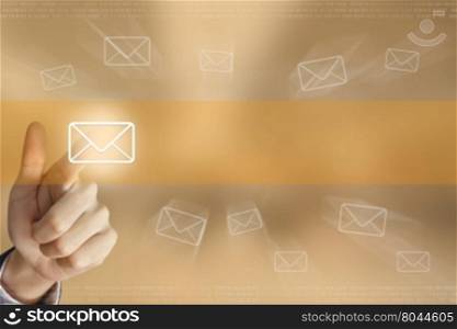 business hand pushing email button, business concept