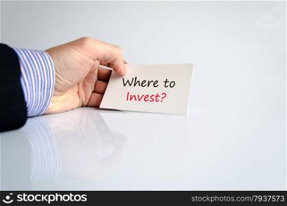 Business hand writing text Where to invest