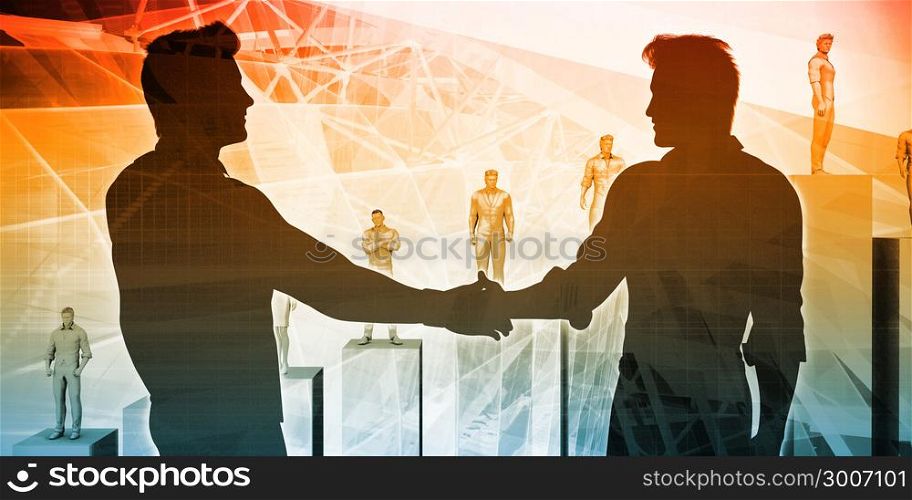 Business Handshake Abstract with Futuristic Background Art. Business Handshake Abstract