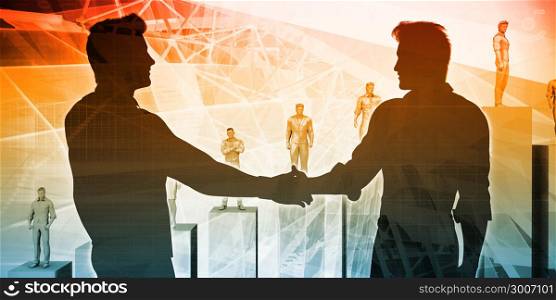 Business Handshake Abstract with Futuristic Background Art. Business Handshake Abstract