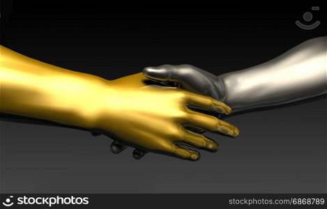 Business Handshake Between Two Companies or Parties