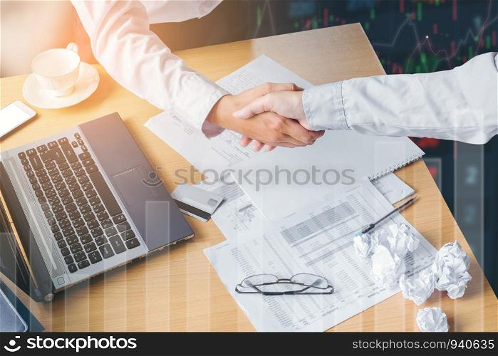Business Handshake Greeting Deal Concept at the working place