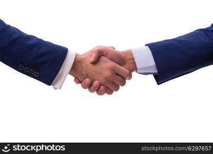 Business handshake isolated on white background