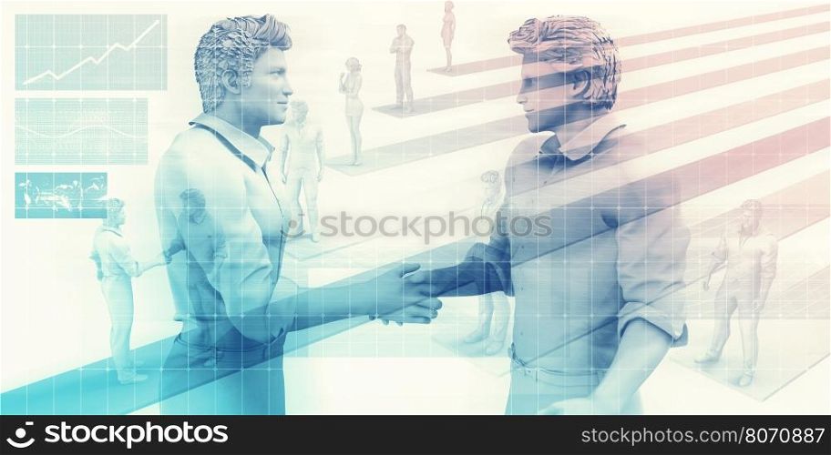 Business Handshake on Digital Technology Background Art. Business Handshake on Digital Background