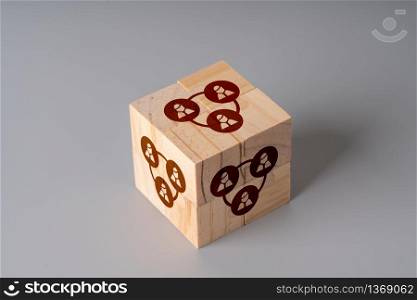 Business & HR global wood puzzle concept for leadership and team
