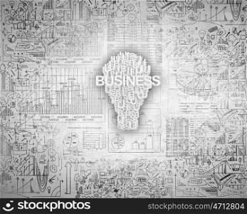 Business ideas and goals. Concept of business ideas and strategy on cement background