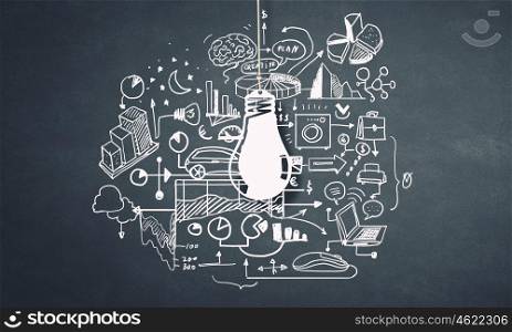Business ideas and goals. Concept of business ideas and strategy on color background
