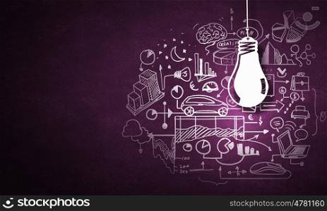 Business ideas and goals. Concept of business ideas and strategy on color background