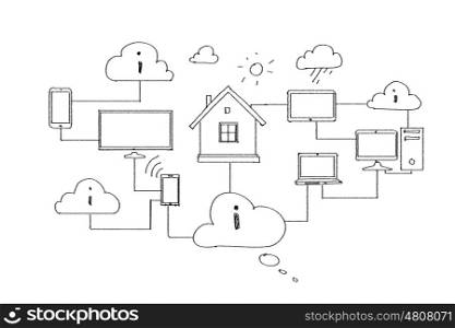 Business ideas. Background image with hand drawing business strategy plan