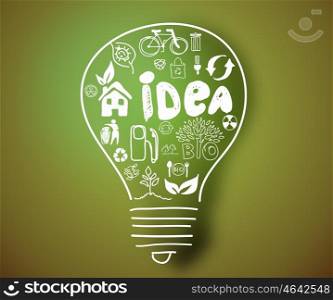 Business ideas. Conceptual image of light bulb and business strategy sketch