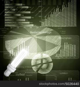 Business ideas. Conceptual image with light bulb diagrams and graphs