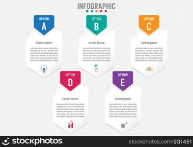 Business infographic labels template with 5 options.Creative concept for infographic.