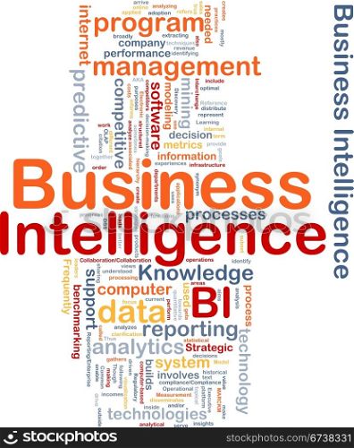 Business intelligence background concept. Background concept wordcloud illustration of business intelligence