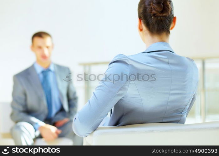 business interview. Job applicant having an interview in the office