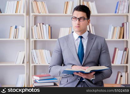 Business law student working studying in the library