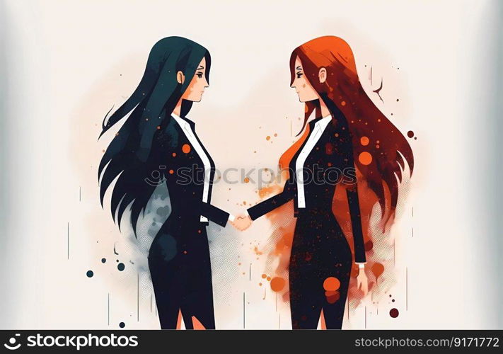 Business making concept with people scene in flat cartoon design. Businessmen make bargain deal and shake hands, partnership and cooperation. Illustration.. Business making concept with people scene in flat cartoon design. Businessmen make bargain deal and shake hands.