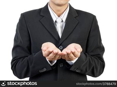 business man and hands holding