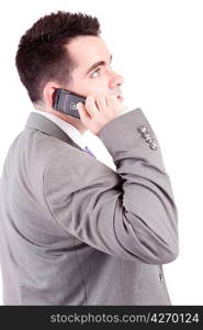 Business man at the phone, isolated over white