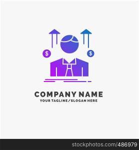 Business, man, avatar, employee, sales man Purple Business Logo Template. Place for Tagline.. Vector EPS10 Abstract Template background